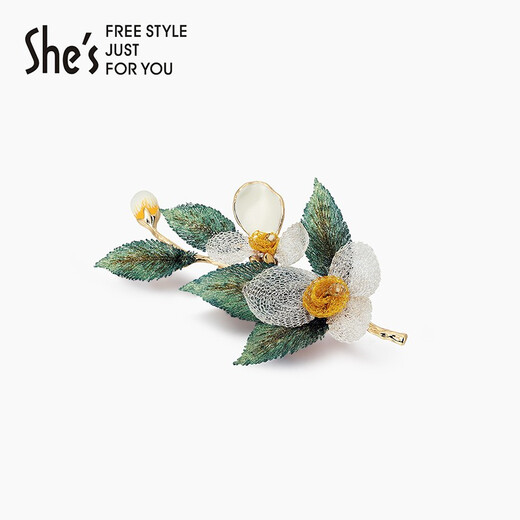 She s Akiko Van Gogh rose original hand-embroidered French brooch corsage high-end pin silk scarf buckle birthday gift for women white rose H0