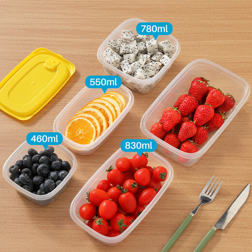 Camellia (CHAHUA) plastic crisper food grade heatable large capacity disposable fast food box picnic packaging box soup bowl fruit 1200ML green 2 pack