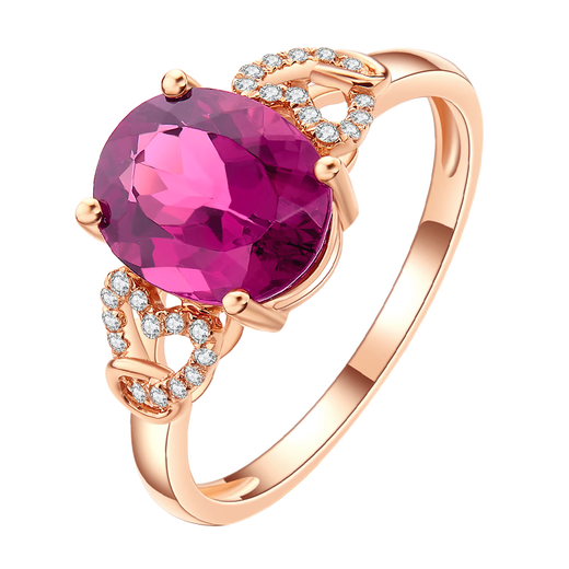 IL&CO Youke cardamom rose 18K gold rubellite ring women's fashion colorful treasure ring birthday gift for wife rubellite rubellite about 1.97 carats size 15