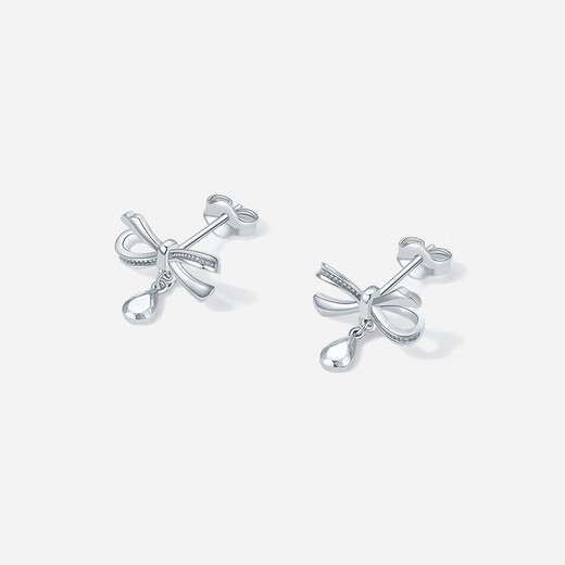 Saturday Fortune (ZLF) Pt950 platinum earrings for women, exquisite bow-shaped shiny earrings for your girlfriend, one pair - 2.95g