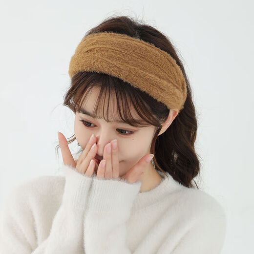 Qumeisi super soft and gentle elastic wide-brimmed plush warm and forehead protector double-layered hairband and headband simple sleep pressure hair confinement scarf black 1 piece