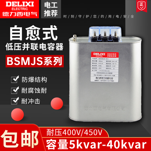 Delixi Capacitor BSMJS self-healing low-voltage capacitor 0.45 0.4 101516182025304050v- BSMJS-0.45-60-3