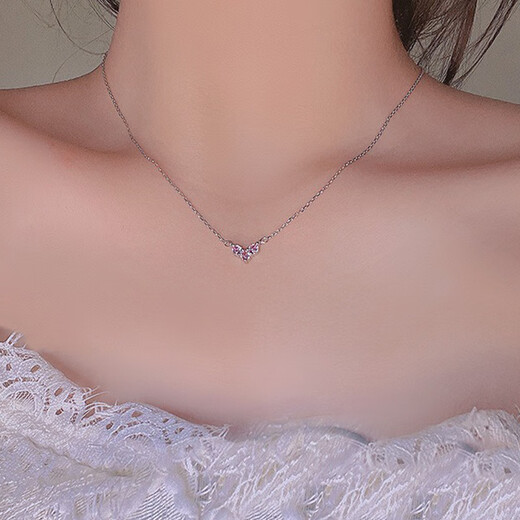 Shantou Lincun's same style emerald necklace love December birthstone small diamond inlaid light luxury December Tanzanite