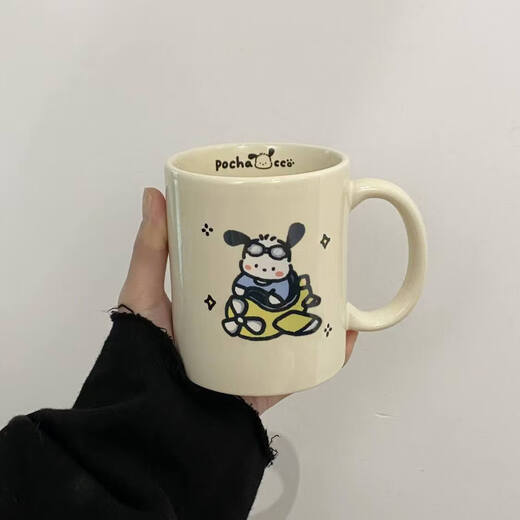 Mug, high-looking ins style ceramic cup, cartoon coffee cup, office home breakfast drinking cup, cute airplane puppy ceramic cup