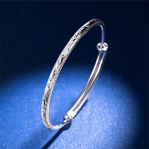 Jintiandi Jewelry Platinum Bracelet PT950 Round Rod Dragon and Phoenix Bracelet Live Mouth Push-Pull Adjustable Size 10.56g Supports Inspection, Get Three for a Fake