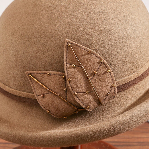 Buta Wool Beret Women's Autumn and Winter Retro Flower Hat Versatile Elegant Socialite Warm Wool Wool Basin Hat Burgundy One Size Adjustable