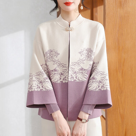 Xuexi's mother autumn coat 2025 new middle-aged and elderly women's autumn knitted top two-piece set bottoming shirt mother's clothing