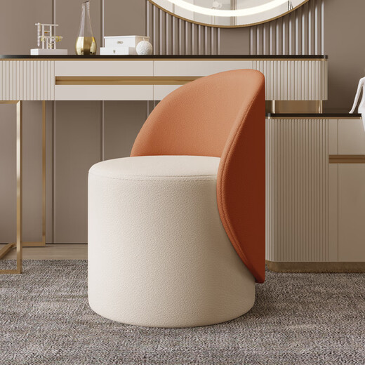 Tuoxiang Makeup Stool Modern Simple Dressing Stool Home Light Luxury Makeup Chair Soft Covered Round Stool Bedroom Dressing Table Chair Turntable Style - Apricot White + Brown