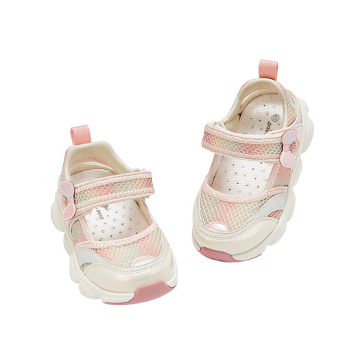 DAVE&BELLA children's toddler shoes, girls' sandals, baby daddy shoes, soft-soled children's sports shoes, summer new toddler shoes, pink, in stock 22 (shoe inner length 14.3cm)