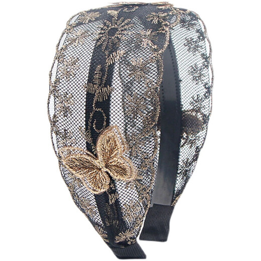 Rongxia hairband Korean wide-brimmed bow to cover white hair artifact mom Internet celebrity lace hairband pressure hairpin hairpin headband female black F107