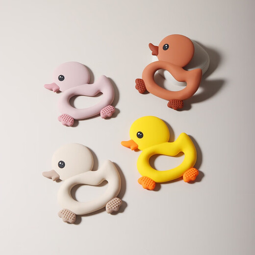 Yusenyi baby silicone duck teether one-year-old baby comfort toy anti-eating hand molar stick can be boiled and chewed sunshine yellow