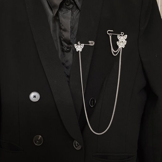 Nianfu pendant pin clip chain brooch men and women long cross pin brooch suit accessories for wife small fire chain brooch