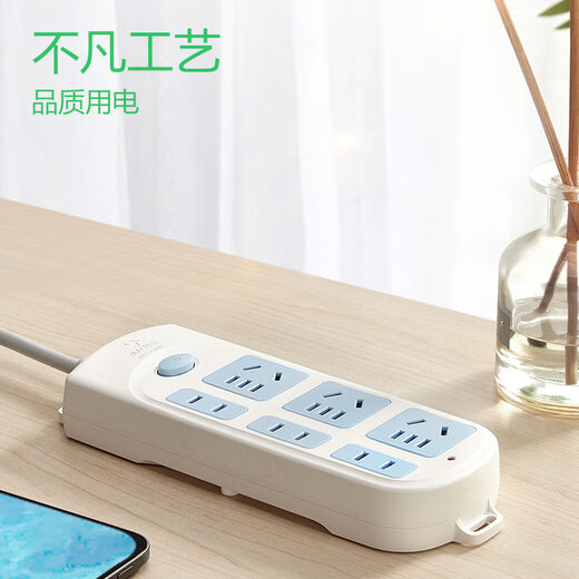 Bull socket plug-in board Taurus plug-in panel multi-hole 6-position six-jack plug-in board with line household plug-in panel wiring drag line board double-ended plug-in board multi-function 6 plugs 1 meter 609