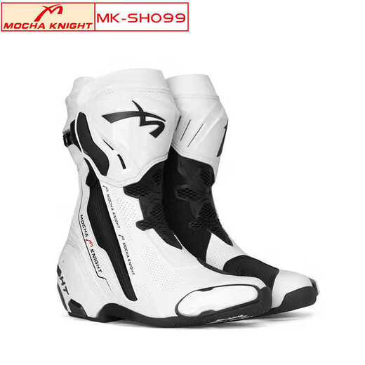 Pengcheng Mocha Knight MOCHAKNIGHT riding boots motorcycle motorcycle a-star riding boots long boots men's and women's track style all-season cycling shoes ivory white 44