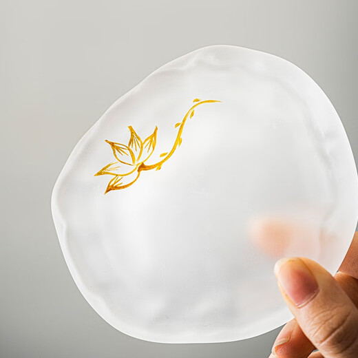 Tangfeng (TANGFENG) Sancai tureen tea set, high-end office reception tea cup, home frosted glass kung fu tea set, lotus frosted cup + lotus frosted coaster