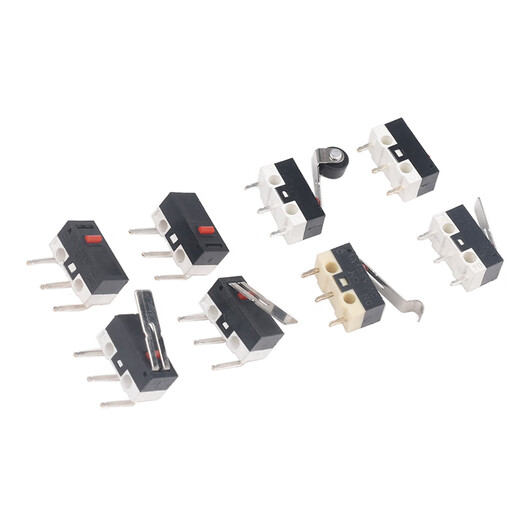 Mouse switch micro touch switch three-legged handleless straight handle curved handle roller left and right curved feet 1A small button switch 1A 125V small micro-switch handle length 13.5mm three-legged (5