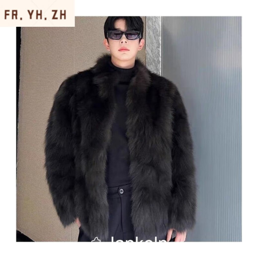 FR.YH.ZH imitation fur imitation leather men's jacket thickened imitation fox mink pu coat winter new jacket black XL