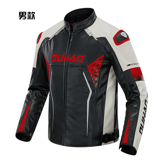 Duhan (DUHAN) D-2168 motorcycle riding suit for men and women, four-season racing suit, off-road motorcycle leather jacket, autumn and winter red and white men's L