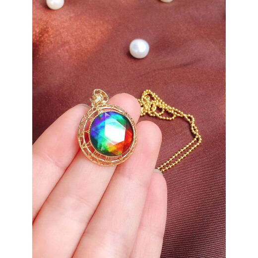 SZAN Canadian new natural crystal/semi-precious ammonite 18k gold inlaid Star of David pendant picture color