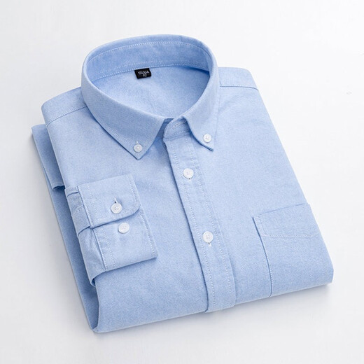 Vancl Eslite (VANCL) long-sleeved shirt men's cotton collar point button Oxford textile business casual classic comfortable shirt blue L