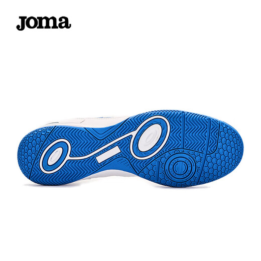 JOMA adult football shoes men's broken nail five-a-side indoor court IN flat-soled football training shoes white and blue 42