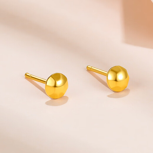 ZLF Gold Earrings Women's Pure Gold 999 Small Gold Beads Earrings Simple Round Beads Earrings Price 1.09g