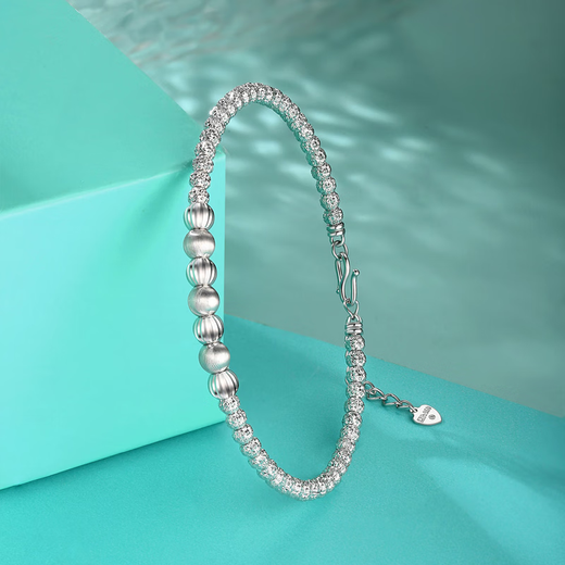 Yuan Shengfu's new PT950 fashionable cat's eye transfer bead platinum bracelet, genuine platinum bracelet with adjustable opening, 8.48g/thickness, about 4.2mm