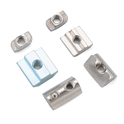 Jinggong Aluminum profile European standard nut collection T-type nut slider nut spring nut steel ball nut 30% off 20 nickel-plated steel ball nut type 20-M4
