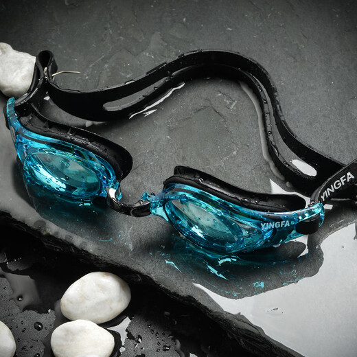 YINGFA myopia swimming goggles for women, waterproof, anti-fog, high-definition swimming goggles for men, adults and children, large-frame professional swimming goggles with prescription, Mars green, left and right 300 degrees