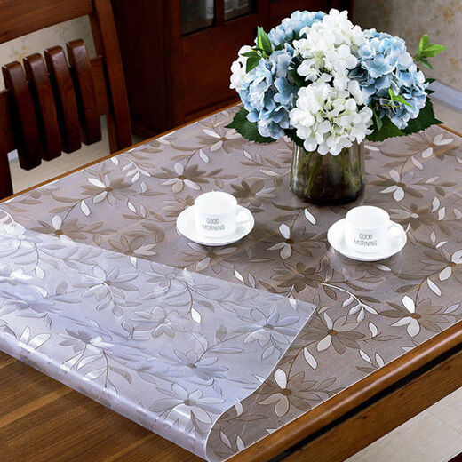 Feather Pocket Transparent PVC Tablecloth Soft Glass Waterproof, Oilproof and Anti-scalding Table Mat Rectangular Coffee Table Dining Table Mat Crystal Plate Tablecloth Upgraded Environmentally Friendly Pure Ultra-High Transparent 1.0 Width 70cm*130cm
