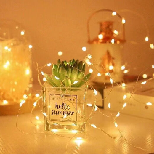 Night Light Copper Wire Lamp Portable Lamp Battery Small Lamp Computer Keyboard Table Lamp Bedside Lamp Camping Lamp 2 Pack Warm White Atmosphere-1.0 Meter