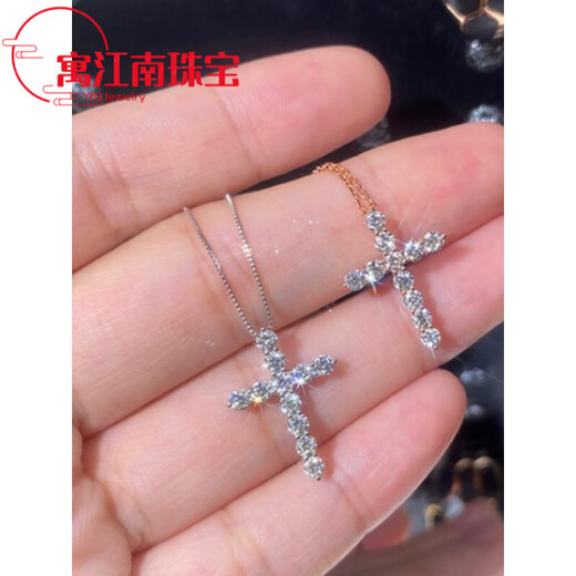 Fat Donglai's same style pt950 platinum cross necklace imported technology Moissanite l diamond pendant ALC/flawless under the mirror x D-E/extreme white x silver plated 5 points