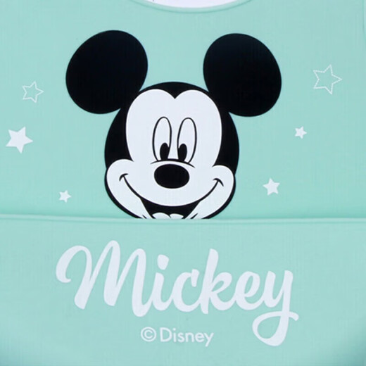 DisneyBaby bibs for babies, super soft silicone bibs for eating, children's waterproof and anti-fouling coveralls, three-dimensional anti-splash pockets, saliva pockets, star green