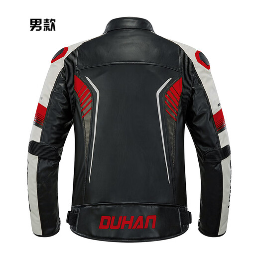 Duhan (DUHAN) D-2168 motorcycle riding suit for men and women, four-season racing suit, off-road motorcycle leather jacket, autumn and winter red and white men's L
