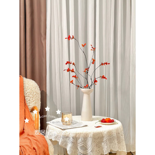 Flower e flow red maple leaf artificial flower artificial flower decoration table decoration light luxury high-end Chinese style entrance decoration flower red leaves (2 small + 1 large)