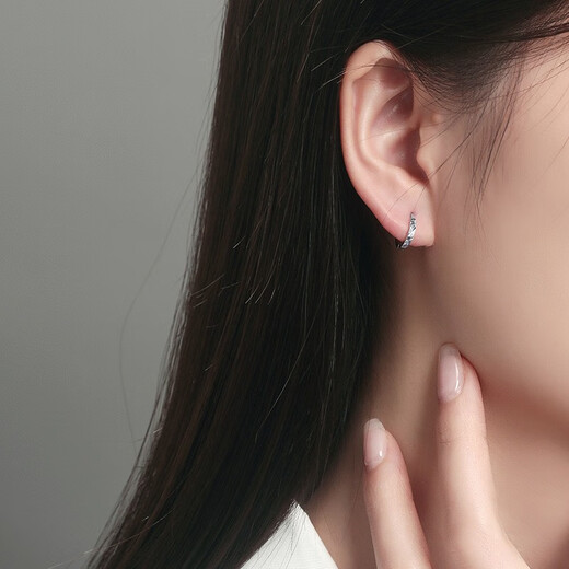 Safir platinum earrings for women Pt950 platinum geometric ring-shaped engraved platinum flower earrings as a birthday gift for girlfriend, about 1.10 grams