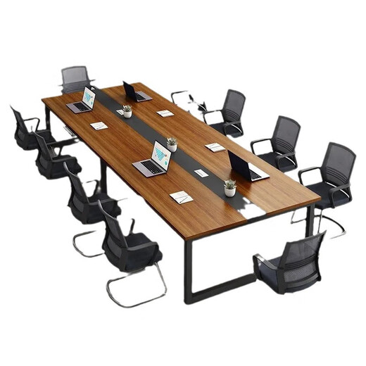 Xifu table de conférence table longue bureau rectangulaire salle de conférence table longue établi grande et petite table de conférence et chaise combinaison table simple couleur chêne longueur 240 largeur 120 convient pour 8 personnes