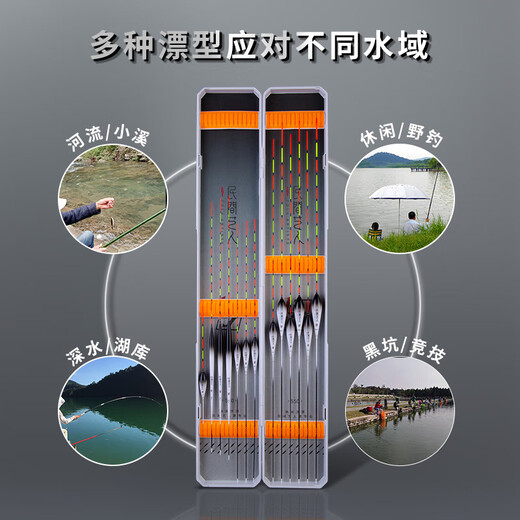 Folk artist fish float set, high-sensitivity float for crucian carp and carp, bold and eye-catching luminous float for wild fishing, gift set with float box, No. 1 float set of five deep-water crucian carp