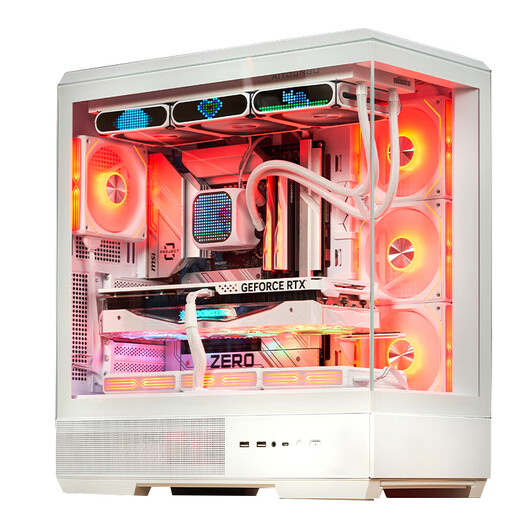 Patriot Star Canlan Dalan Sea View Room Chassis Dual 360 water-cooled non-A-pillar panoramic side-transparent desktop computer mainframe supports ATX back-plug/vertical-mounted graphics card white + Aurora ARGB fans (4 front and 6 reverse)