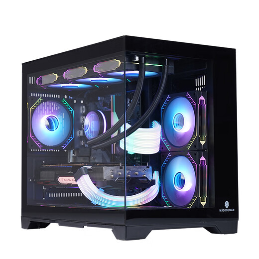 玩嘉 孤勇者无立柱matx主板电脑机箱360水冷海景房机箱纯白30/40系列超长显卡侧透主机箱 孤勇者黑升级版+6棱镜4pro风扇【ARGB】