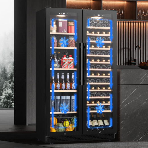 VINGARDE red wine cabinet, constant temperature wine cabinet, large capacity, double-door, built-in, air-cooled, frost-free wine cabinet for home living room, tea beverage, white wine, foreign wine, fruit freshness, refrigerated display cabinet, thick CH-710 full-layer cabinet, 1.91 meters high, 710L