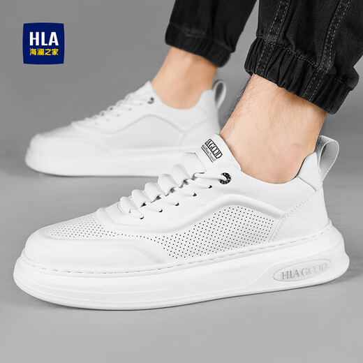 海澜之家男鞋秋冬2025新款经典板鞋男小白鞋增高男士运动休闲鞋透气鞋子男 白色 41 【运动码】