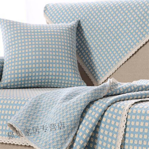 Runhuanian cotton and linen sofa thickened non-slip all-season universal cotton thread solid wood simple modern color fabric sofa towel cover color strip 110*210cm