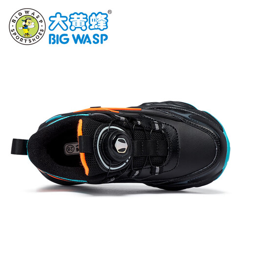 Bumblebee children's shoes children's sports shoes plus velvet winter boys' cotton shoes B1023518920R black orange red (plus velvet) 37