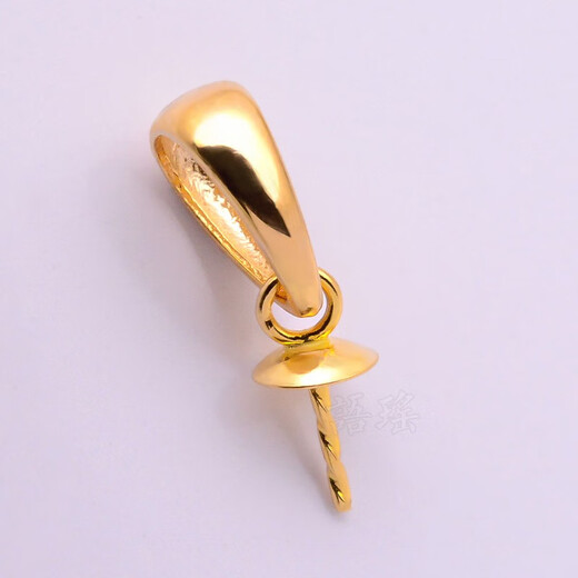 Fat Donglai's same style pendant buckle 18k gold large pearl accessories thickened version beeswax half hole round bead empty holder DIY 18k gold yellow enlarged version - thickened - half hole buckle