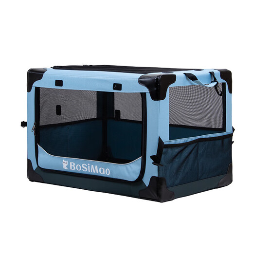 Portable pet cage for outings, small, medium and large dogs, cats, lightweight foldable air box cabin, car-mounted dog cage, Qiubo blue, M size recommended for medium-sized dogs