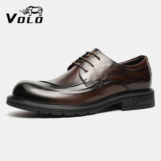 VOLO Rhino Chen Muchi's same style big toe shoes men's business formal shoes 2025 new casual heightening suit shoes brown (lace up) Chen Muchi's same style four seasons 39