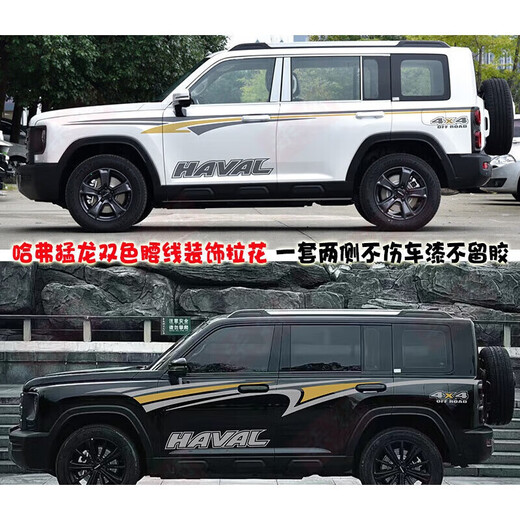 Tucker is suitable for 23 models of Haval Raptor Hi4 car decals, off-road decals, body color strips and waistline decoration, Raptor spare tire Y model black 15CM