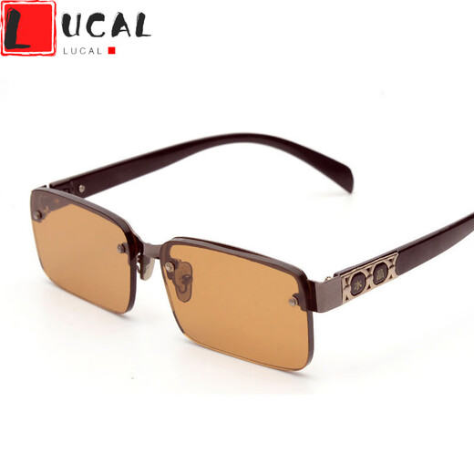 LUCALY anti-glare glasses for men, new stone mirrors for men, brown non-prescription flat mirrors for women, middle-aged and elderly crystal sunglasses.// Please contact customer service if necessary.