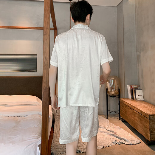 浪莎2025新款夏季睡衣男士冰丝短袖夏天薄款青少年大码套装家居服 (BBA) 冰丝 男G723 XL码(建议身高175左右-体重130-1